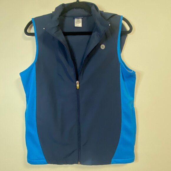 NordicTrack Women's Hooded Vest Medium Navy Blue Polyester Outdoor Sportswear - Picture 2 of 9